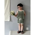 thumbnail image 4 of Conjuntos de ropa tejida de verano para chico, chaleco y pantalones cortos a rayas para niño, 2 uds., camiseta sin mangas para niña, traje de camisetas para niño, 4 of 6