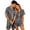 Grey, variant on Cozy Couple Pajamas Set Short Sleeve Collar Button Down Tops with Side Slit Short Pants Sleepwear for Women White,XL