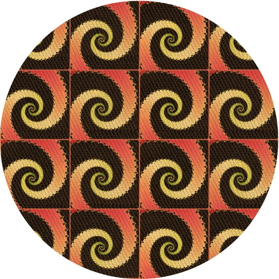 Ahgly Company Machine Washable Indoor Round Transitional Night Red Area Rugs, 7' Round