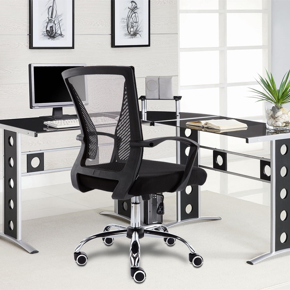 Modern Home Zuna Mid-Back Office Task Chair - Ergonomic Back Supporting Mesh Back Desk Chair (Black/Black)