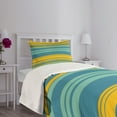 thumbnail image 5 of Ambesonne Yellow and Blue Quilted Bedspread Set 2 Pcs, Horizontal Modern, Twin Size, Teal Turquoise, 5 of 6