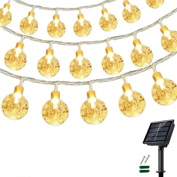 SKYUSE Solar String Lights Outdoor Waterproof 60 Led 30.2ft Solar Crystal Globe Lights with 8 Lighting Modes, Solar Fairy Lights for Tree Patio Garden Yard Porch Party Christmas Decor (Warm White)
