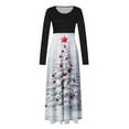 thumbnail image 3 of Hvot&aat Women's Christmas Dress Xmas Print Casual Long Sleeve Wrap Crewneck Dresses Patchwork Flowy Maxi Dress, 3 of 3