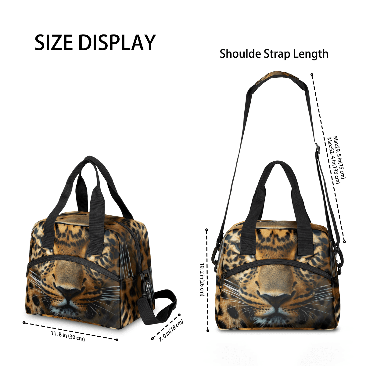 Herdesigns Leopard Insulated Lunch Bag for Women Men Adults Large Reusable Lunch Box Animal Print Leakproof Cooler Tote Bags with Adjustable Shoulder Strap