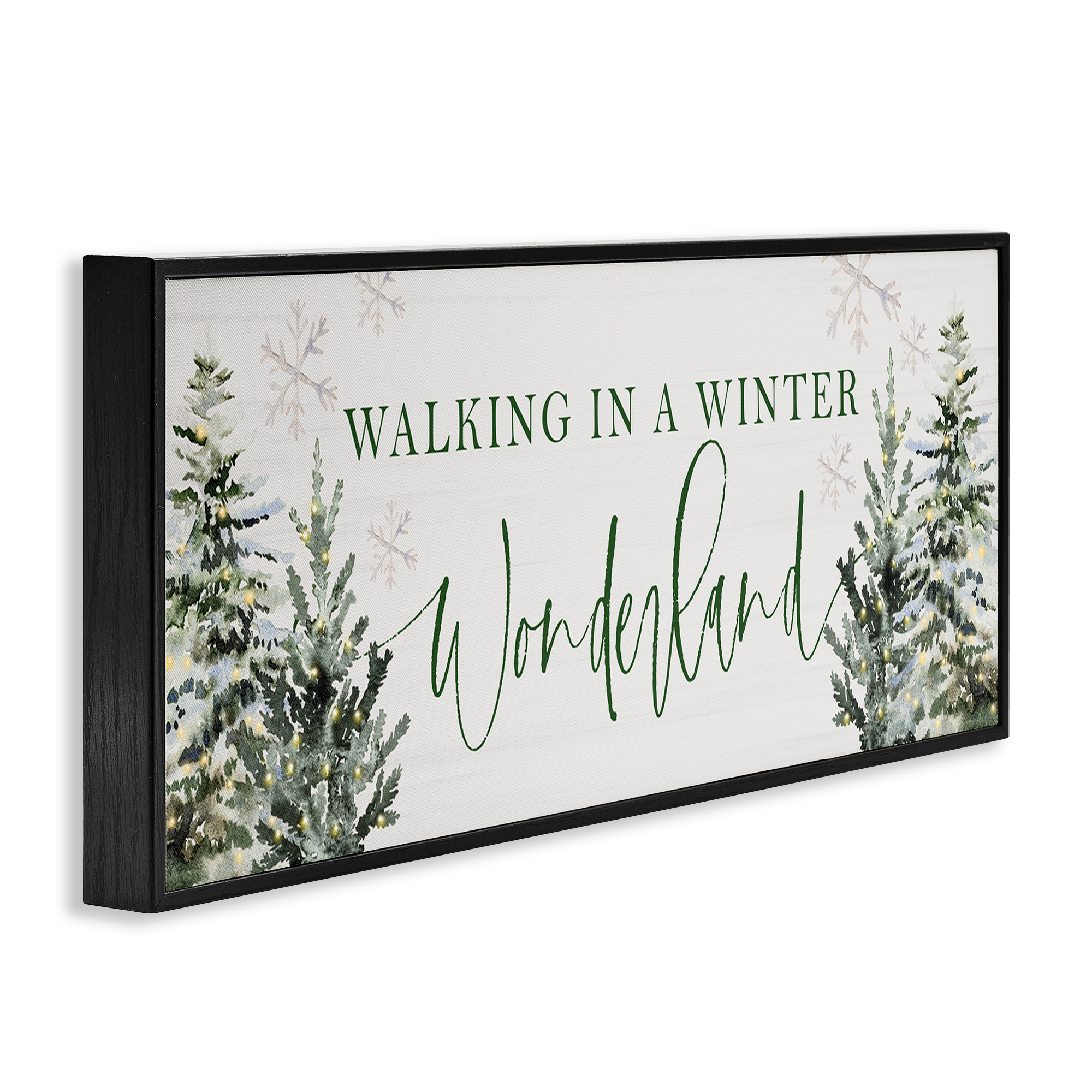 Stupell Industries Winter Wonderland Trees Typography Painting Black Framed Art Print Wall Art, 24 x 10