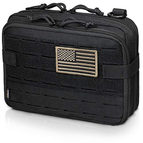 WYNEX Tactical Molle Admin Pouch – Borsa Porta Mappe E Utensili EDC, Nylon 1000D, Cerniere Semi-Nascoste, Con Patch UK Flag