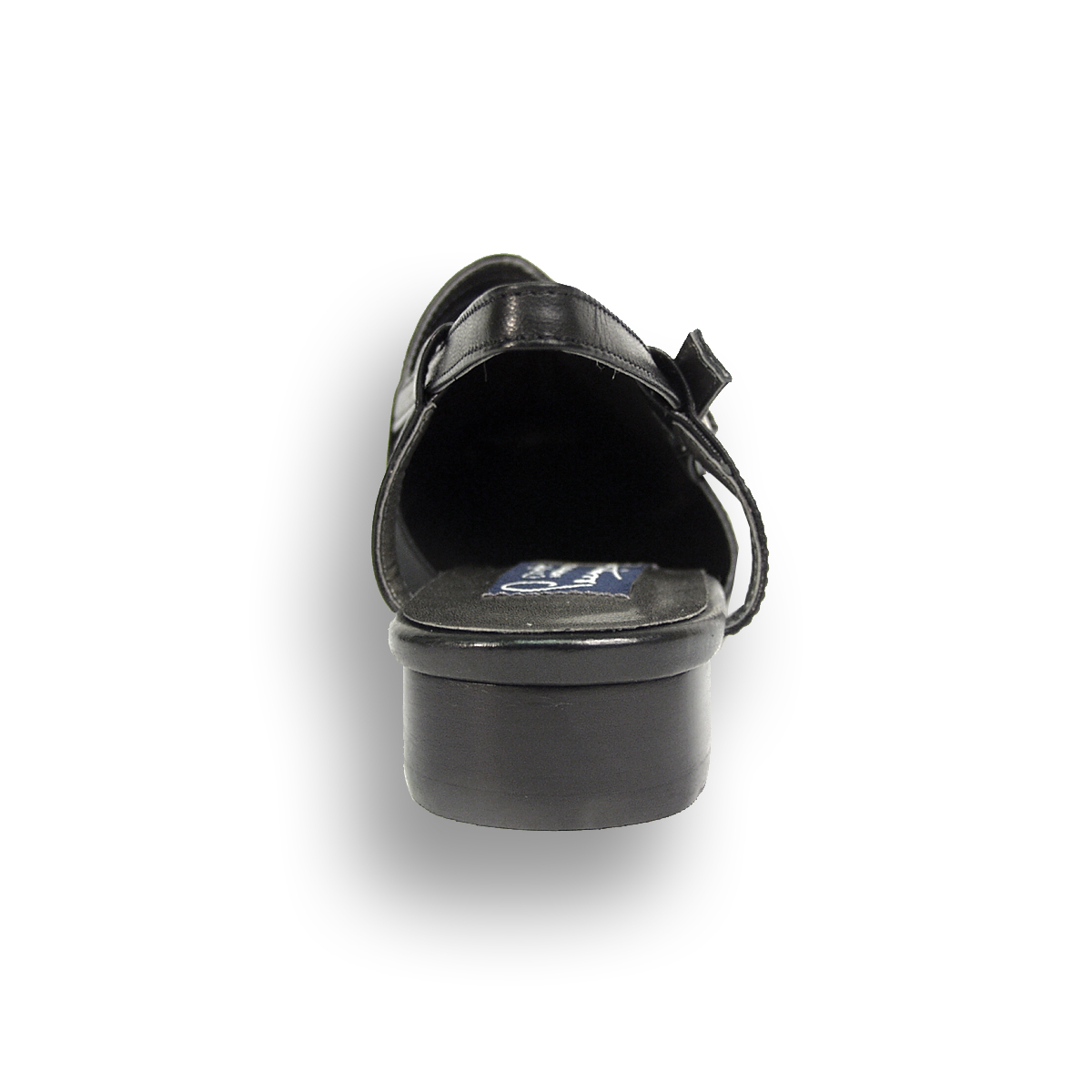 PEERAGE Remi Women Wide Width Leather Heeled Comfortable Sandal BLACK 5