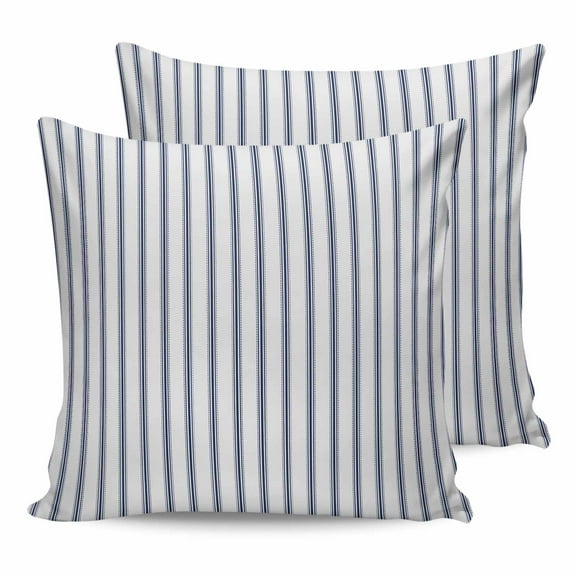 Outdoor Waterproof Throw Pillow Covers Set of 2 Blue Stripe Decorative Pillowcases Square Outdoor Pillows Cushion Case 18x18 Inch Vertical Striped Patio Pillows for Couch Sofa Bed Garden