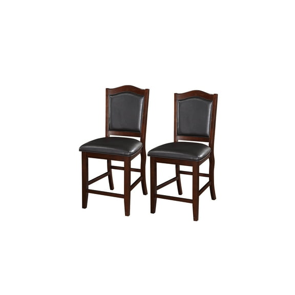 French Flair Armless Dining Chairs - Wooden High Chair Set of 2 - Brown & Black Living Room Accent Chairs