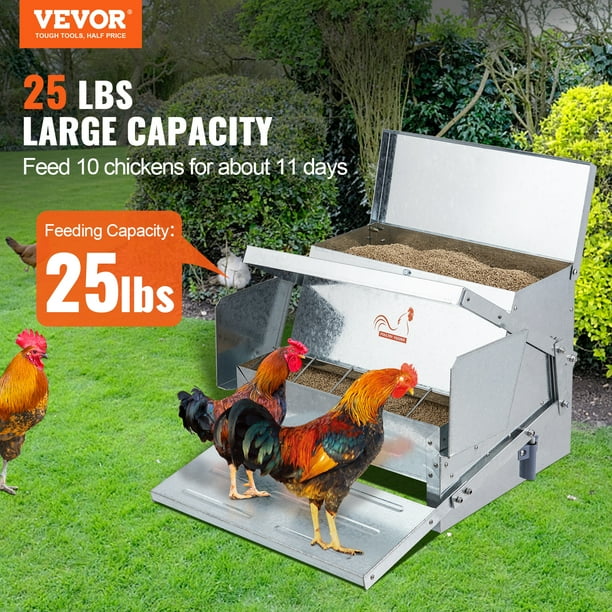 Comedero automático VEVOR para pollos 25 libras acero galvanizado