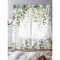 thumbnail image 3 of Sheer Curtains 84 Inches Long, Sage Green Eucalyptus Leaves Light Filtering Window Curtains for Living Room, Spring Botanical Floral Rod Pocket Voile Sheer Curtain Drapes, 52"W x 84"L, 2 Panels, 3 of 8