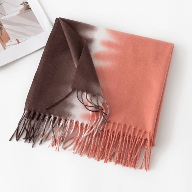 Nvzi Bufanda de invierno chal de cachemira con borlas a cuadros grandes bufandas de gran tamaño, color combinado A