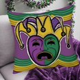 thumbnail image 2 of Mardi Gras Throw Pillow Covers 20 x 20 Inch Set of 2, Mardi Gras Y''all Fleur De Lis Jester Laugh and Cry Beads Pillowcases for Home Sofa Couch Cushion Decoration Cushion Case, 2 of 6