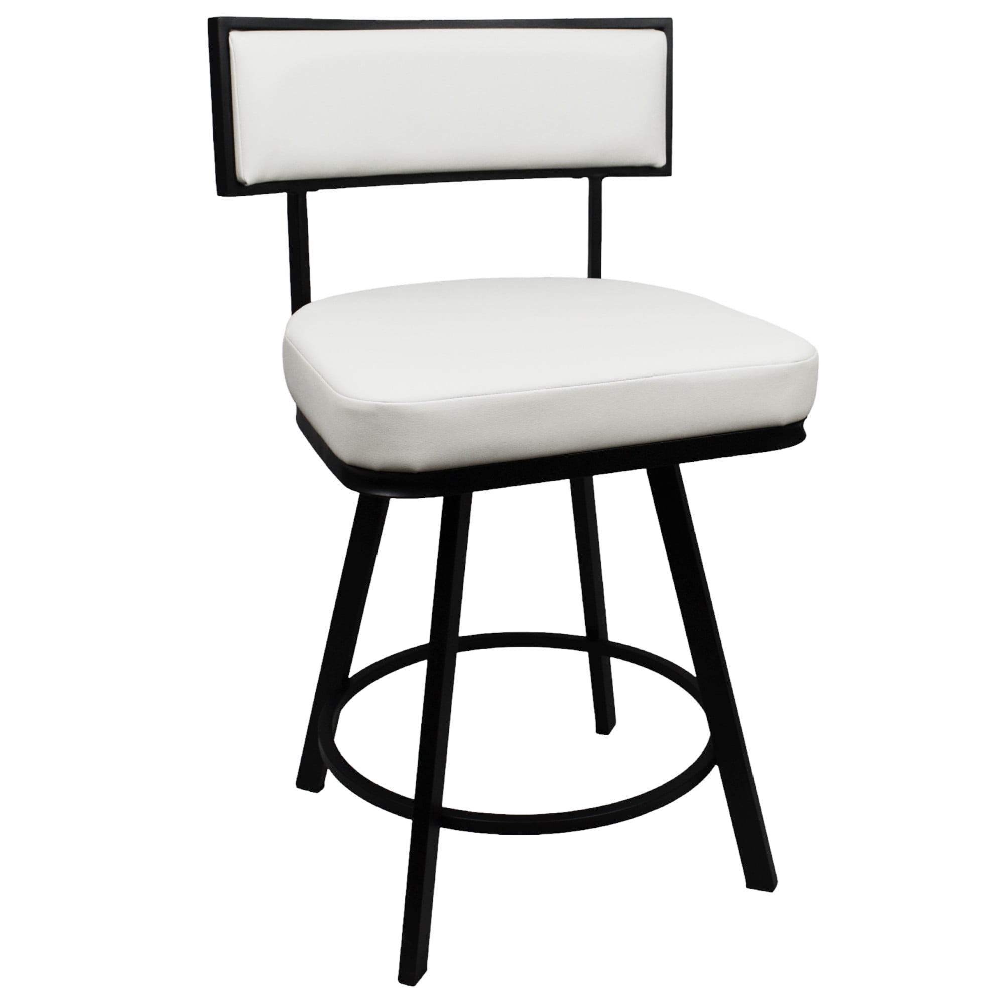 Steve Silver Zenon Modern Square Counter Chair with Metal Footrest, White/Black