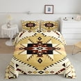 thumbnail image 2 of Feelyou Wheat Triangle Aztec Full Size Comforter Sets, Boho Rustic Farmhouse Bedding Comforter Set, Stripes Lines Ombre Reversible Bedding Sets, Luxury Bedroom Decor, 3-Piece, 2 of 8