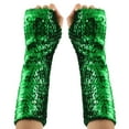 thumbnail image 2 of Moocorvic Long Fingerless Sequins Gloves for Women, Arm Sleeves Party Costumes,Green, 2 of 5