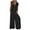Black, variant on GaThRRgYP Women's Blue Jeans, Women's Solid Color Short-Sleeved Casual Wide-Leg Jumpsuit with Button Pockets