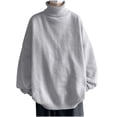 thumbnail image 1 of cfhntfmh Men's Turtneck Pullover Sweaters Long Sleeve Solid Color Thermal Knitted Tops Fall Winter Loose Warm Oversized Sweaters, 1 of 3