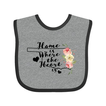 

Inktastic Oklahoma Home is Where the Heart is with Watercolor Floral Gift Baby Boy or Baby Girl Bib