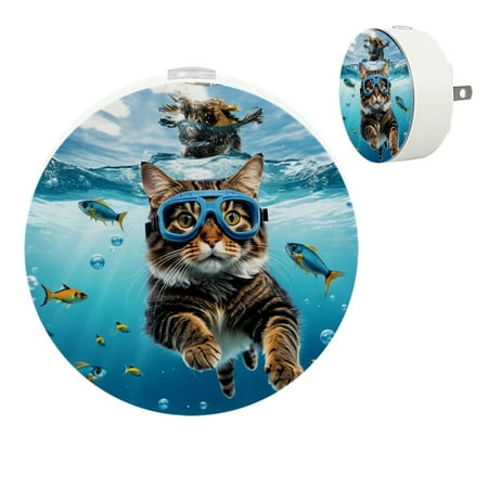 

Night Light Night Lights Plug into Wall 2-Pack Nightlight Plug in Night Light Dusk to Dawn Night Lamp Led Night Light for Adults Kids Room Diving Animal Cat Ocean Funny