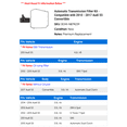thumbnail image 2 of Automatic Transmission Filter Kit - Compatible with 2010 - 2017 Audi S5 Convertible 2011 2012 2013 2014 2015 2016, 2 of 2