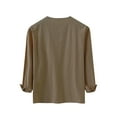 thumbnail image 4 of Coffee Man Long Sleeve Tshirts Loose Fit Tops Tee for Man V Neck Faux Gauze Linen Casual Vintage Gothic Ruched Fall Summer Tee Shirt 2025 L, 4 of 5