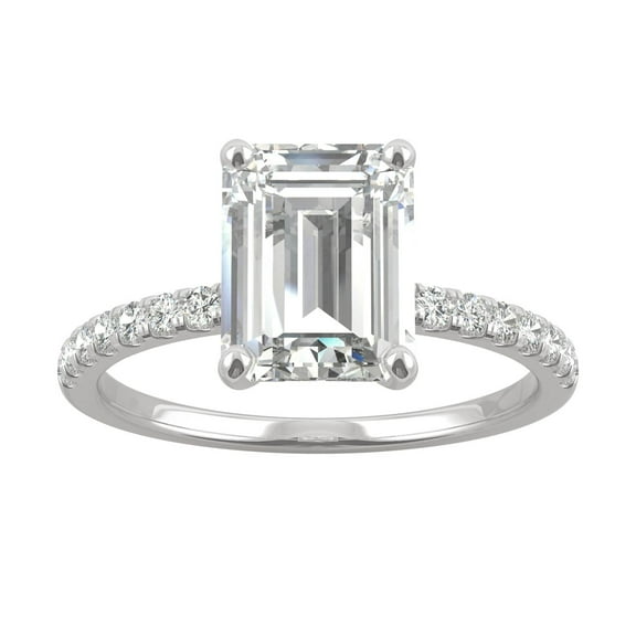 Charles & Colvard 14K White Gold Moissanite 9x7mm Emerald Engagement Ring-Size 9 2.76cttw DEW