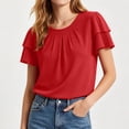 thumbnail image 4 of GigrtiJin Womens Short Sleeve T Shirts Pleated Baggy Basic T Shirts Casual Outdoor Pull On Round Neck Cropped Tees for Womens, 4 of 7