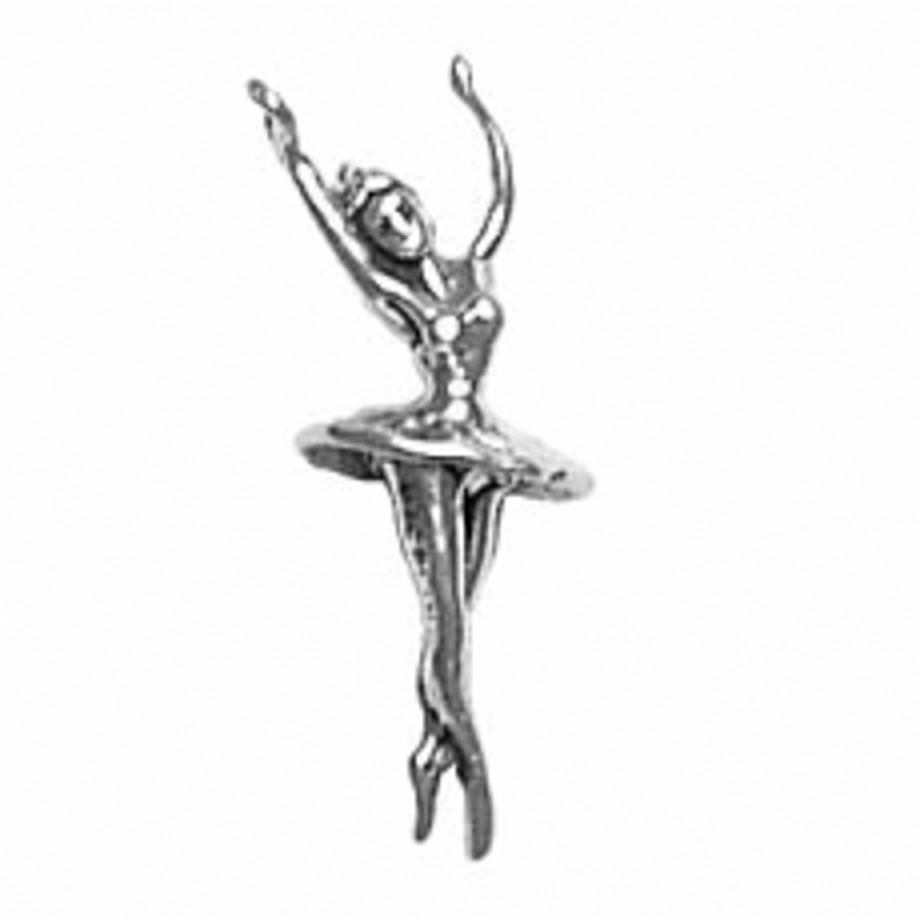 Sterling Silver Womens 1mm Box Chain 3D Ballerina Pointe Ballet Shoe Pendant Necklace Sterling Silver Womens 1mm Box Chain 3D Ballerina Pointe Ballet Shoe Pendant Necklace