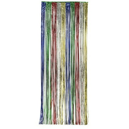 Pack of 6 Multi Colored Fringe Hanging Foil Door  Curtain  