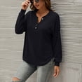 thumbnail image 4 of Tops Para Mujer Blusa Casual Elegante Camisas de Manga Larga Camisa de Botón Sólido Con Cuello en V de Moda Odeerbi  ODB166854, 4 of 6