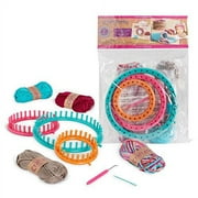 Craftabelle - Cozy Cuffs & Cowls Creation Kit - Beginner Knitting Kit - 9pc Weaving Set with Circular Loom and Accessories - DIY Craft Kits for Kids 8 Years +