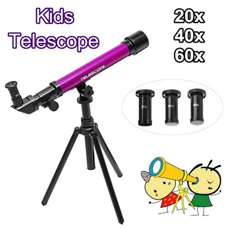 Moaere Portable Kids Astronomical Refractor Telescope with 20/40/60X Eyepieces Tripod Stand Outdoor Hiking Travel Telescope For Children Christmas Birthday