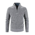 thumbnail image 1 of XFLWAM Men's Autumn Winter Turtleneck Long Sleeve Pullover Sweater Shirt Blouse Quarter Zipper Knit Sweater Pullover Tops Gray L, 1 of 7