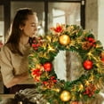 thumbnail image 6 of Pre-lit Christmas Wreath Plug in Large Lighted Christmas Wreath 24inch Artificial Christmas Decor Wreath with Lights for Door Window, 6 of 9