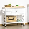 thumbnail image 2 of HOMCOM Kitchen Island Cart with Storage Drawers Rubber Wood Tabletop, 2 of 10