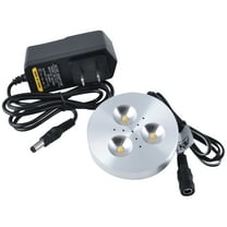 ABI 3W LED Puck Light Kit with Adapter for Under Cabinet, Bookshelf, and Showcase Lighting, 240lm, Cool White 6000K, 25W Halogen Equivalent
