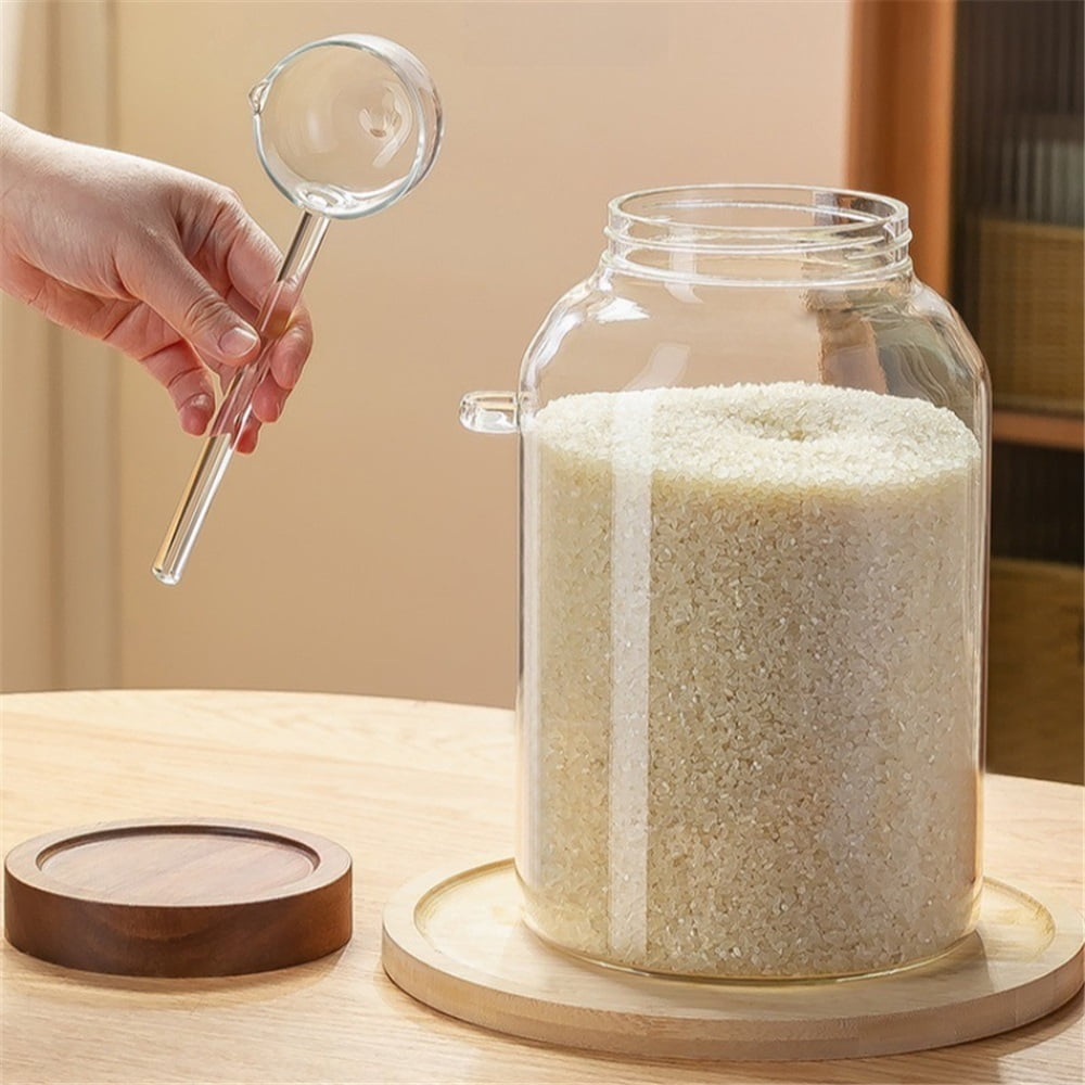 Glass Jar with Lid , Borosilicate Large Glass Flour Sugar Storage Containers for Tea,Cereal, Egg and More,Leak-proof Screw Lid (1 Spoons)1250ml