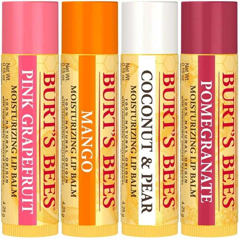 Burt's Bees 100% Natural Moisturizing Lip Balm with Beeswax, Superfruit, 4  Count 