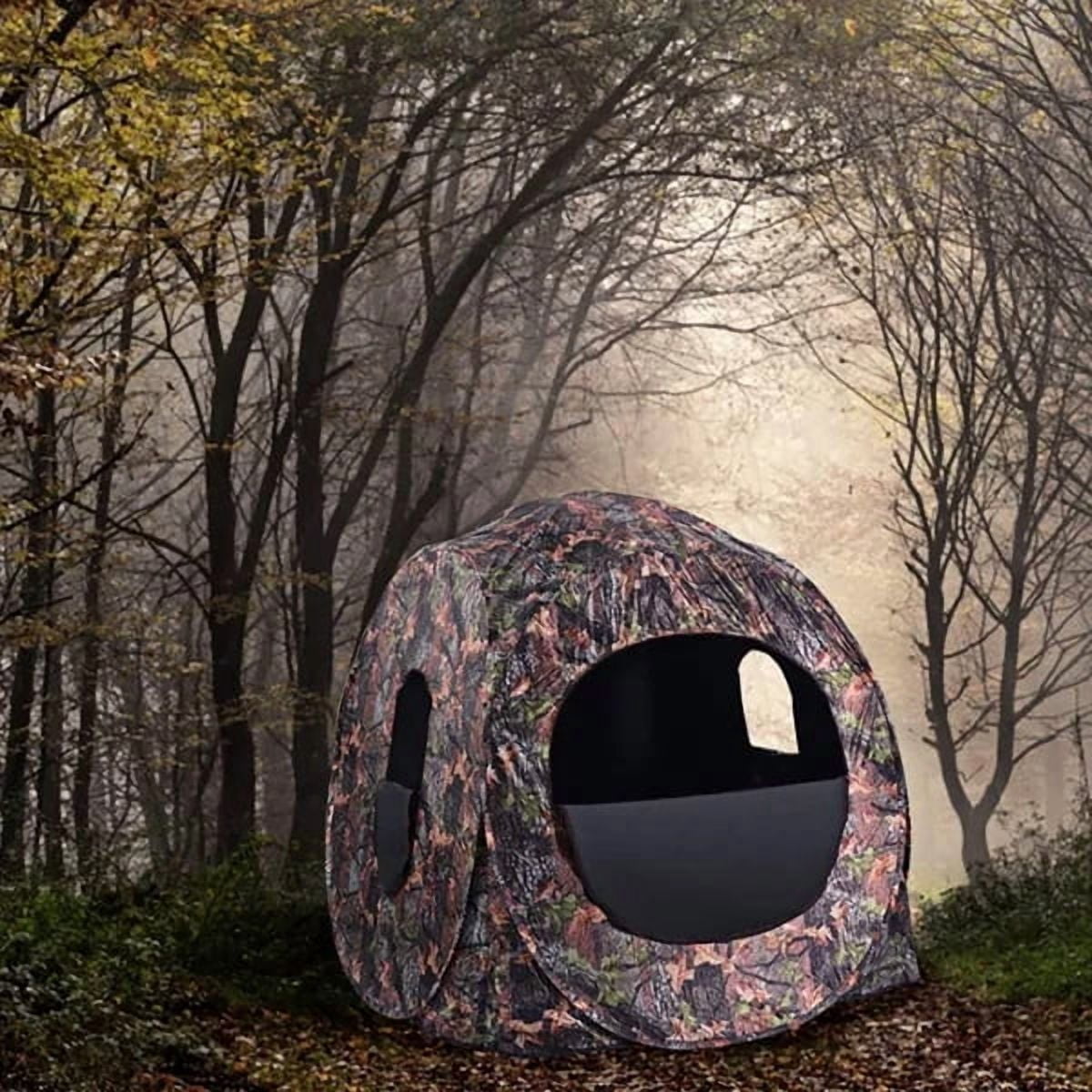 Portable Pop-Up Camo Hunting Blind Enclosure, 2-3 Person 360° View Waterproof Ground Hunting Tent