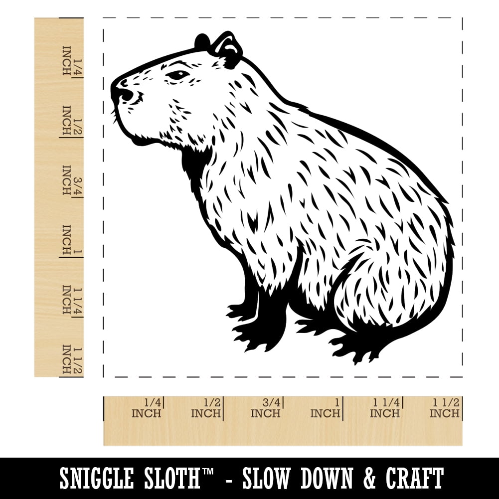 Capybara the Giant Friendly Rodent Self-Inking Rubber Stamp Ink Stamper - Black Ink - Large 1-1/2 Inch