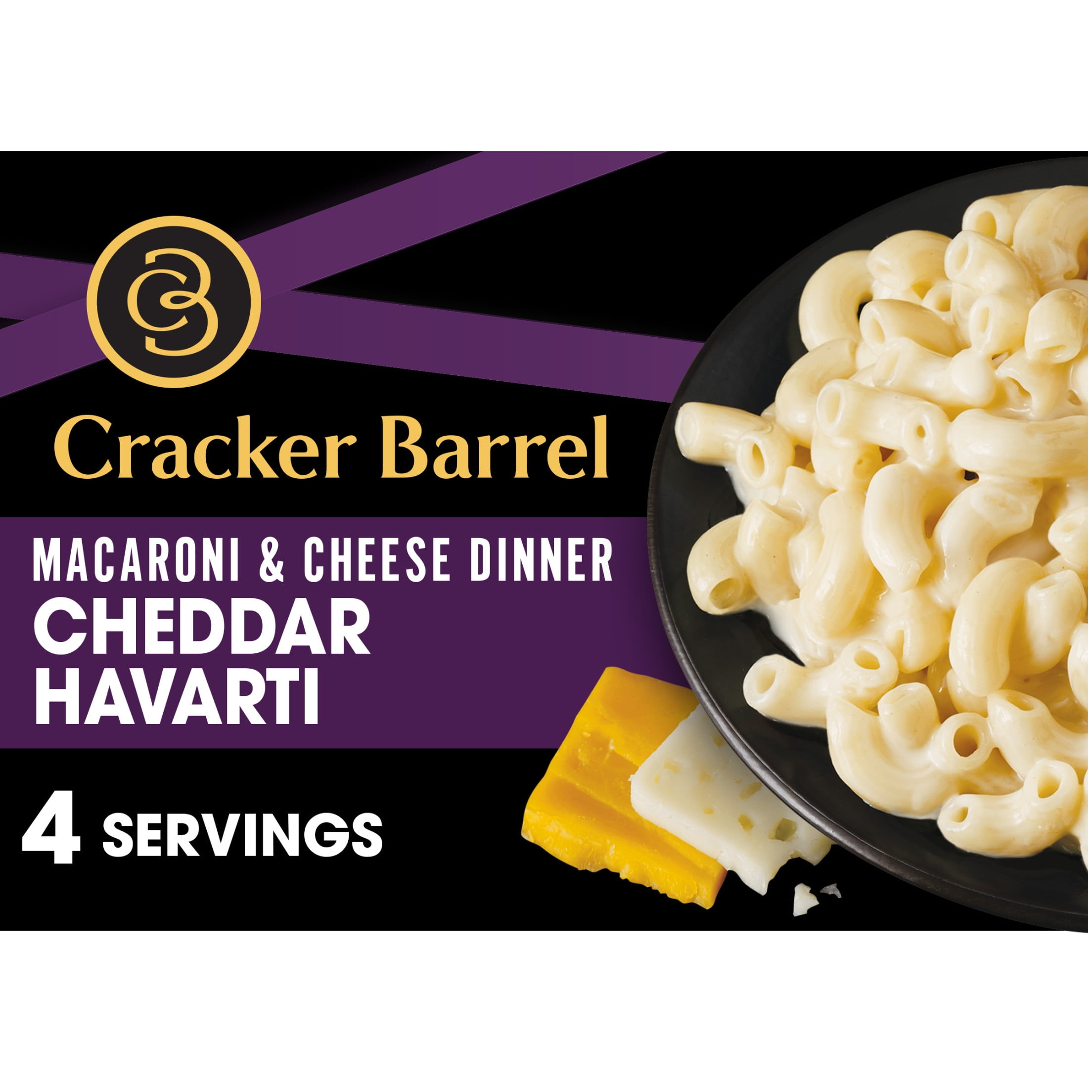 (3 pack) Cracker Barrel Mac and Cheese, 1 Box, for Easy Dinner or Dinner Sides, Cheddar Havarti Flavor, No Artificial Flavors or Dyes, 14 oz