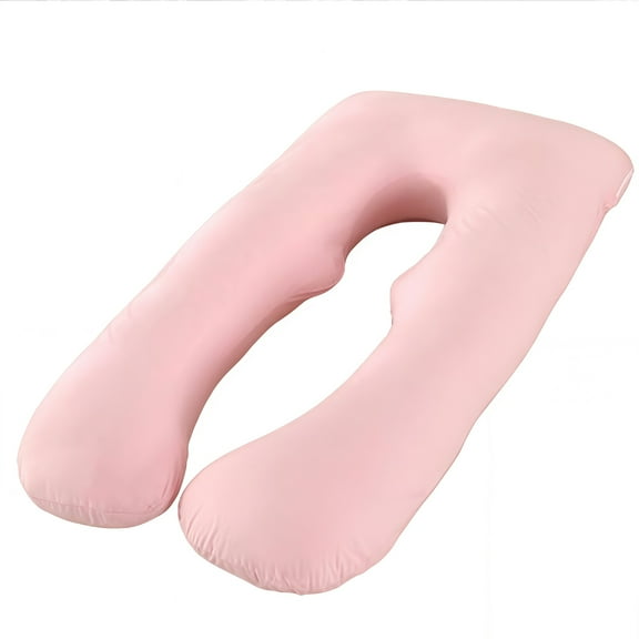 Ergonomic Supportive U-Shape Pregnancy Pillow for Side Sleeper, Pink
