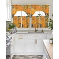 thumbnail image 4 of Orange Botanical Swag Kitchen Curtains Sets for Windows 24 Inch Length, Modernism Tropical Palm Leaf Short Window Curtain Panels Swags Valances and Tiers 3 Piece Set for Cafe/Dining Room, 4 of 5