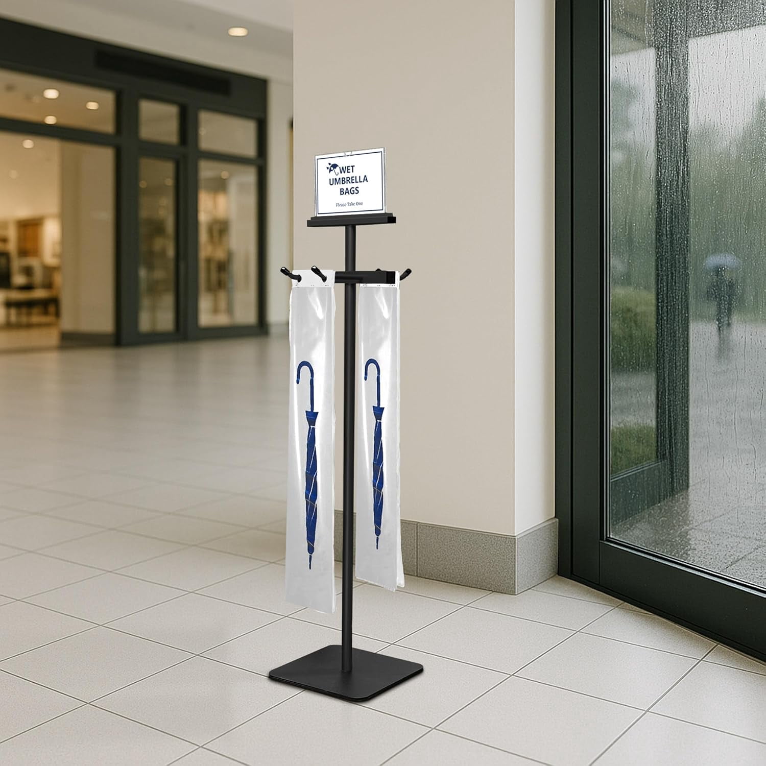 Wet Umbrella Stand with Free 200 Plastic Umbrella Bags and Holder