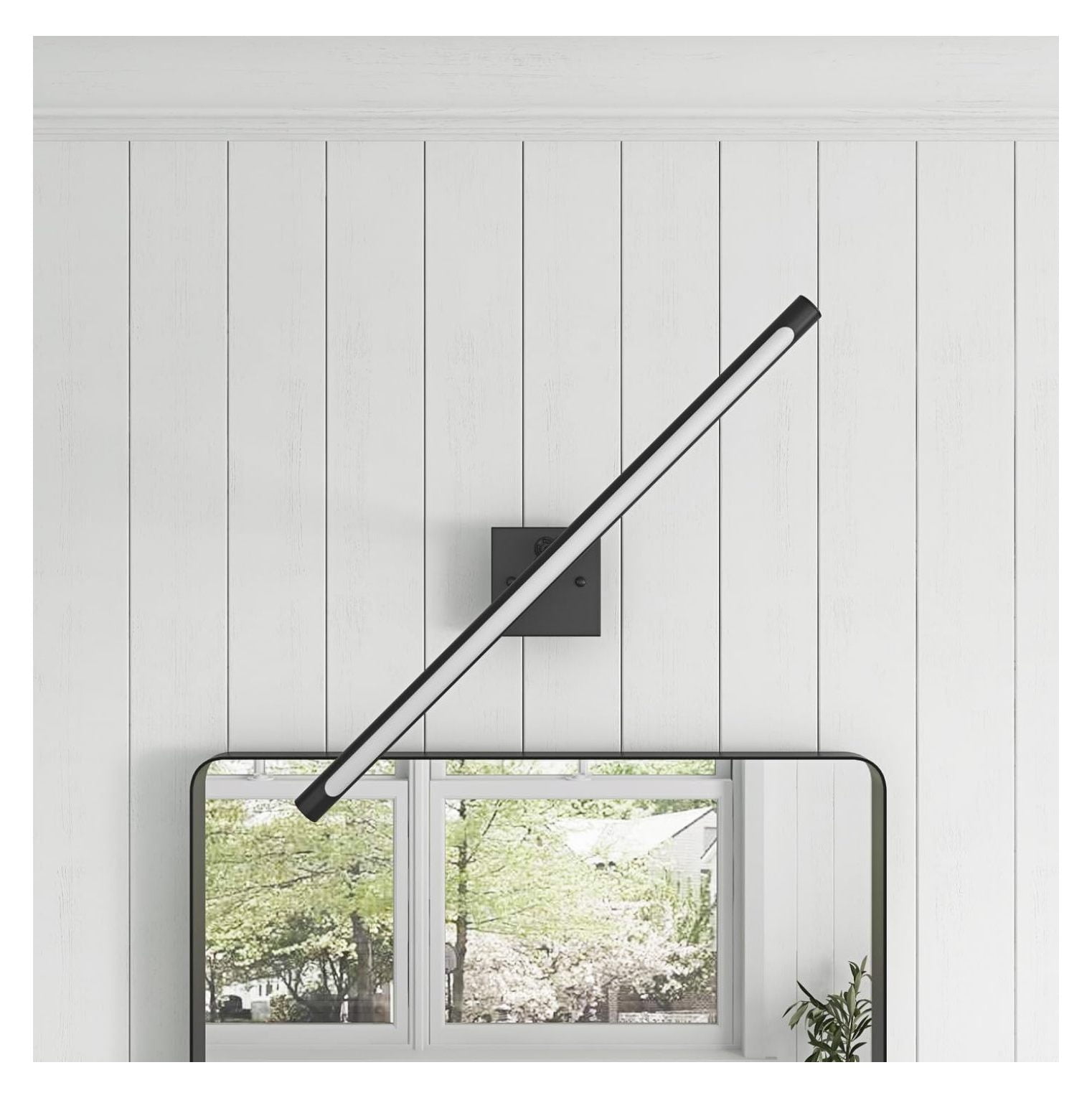 23.81" Modern LED Vanity Light Fixture, 12W Bathroom Vanity Lights, 3CCT, Dimmable, 360° Rotatable, Stretchable, Black Bathroom Lighting Fixture Over Mirror Bath Sconces