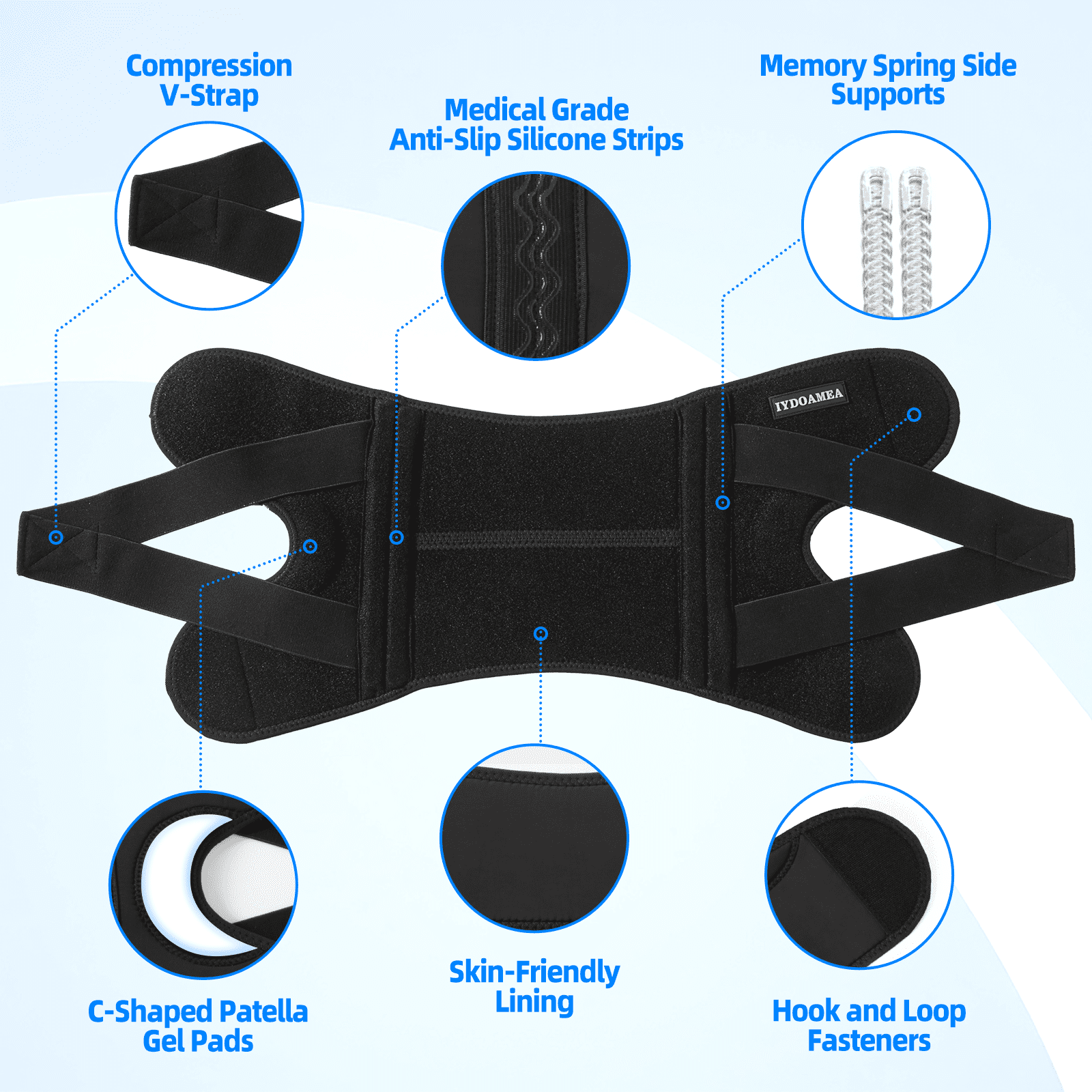 IYDOAMEA Adjustable Knee Brace for Running & Post-Surgery Recovery, ACL & Meniscus Support