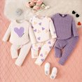 thumbnail image 2 of TOWED22 Baby Infant Toddler Girl CartoonWinter Clothes 2 Piece Long Sleeve Print Graphic Tee and Cozy Pants Outfits Clothing(Purple,12-18 M), 2 of 9