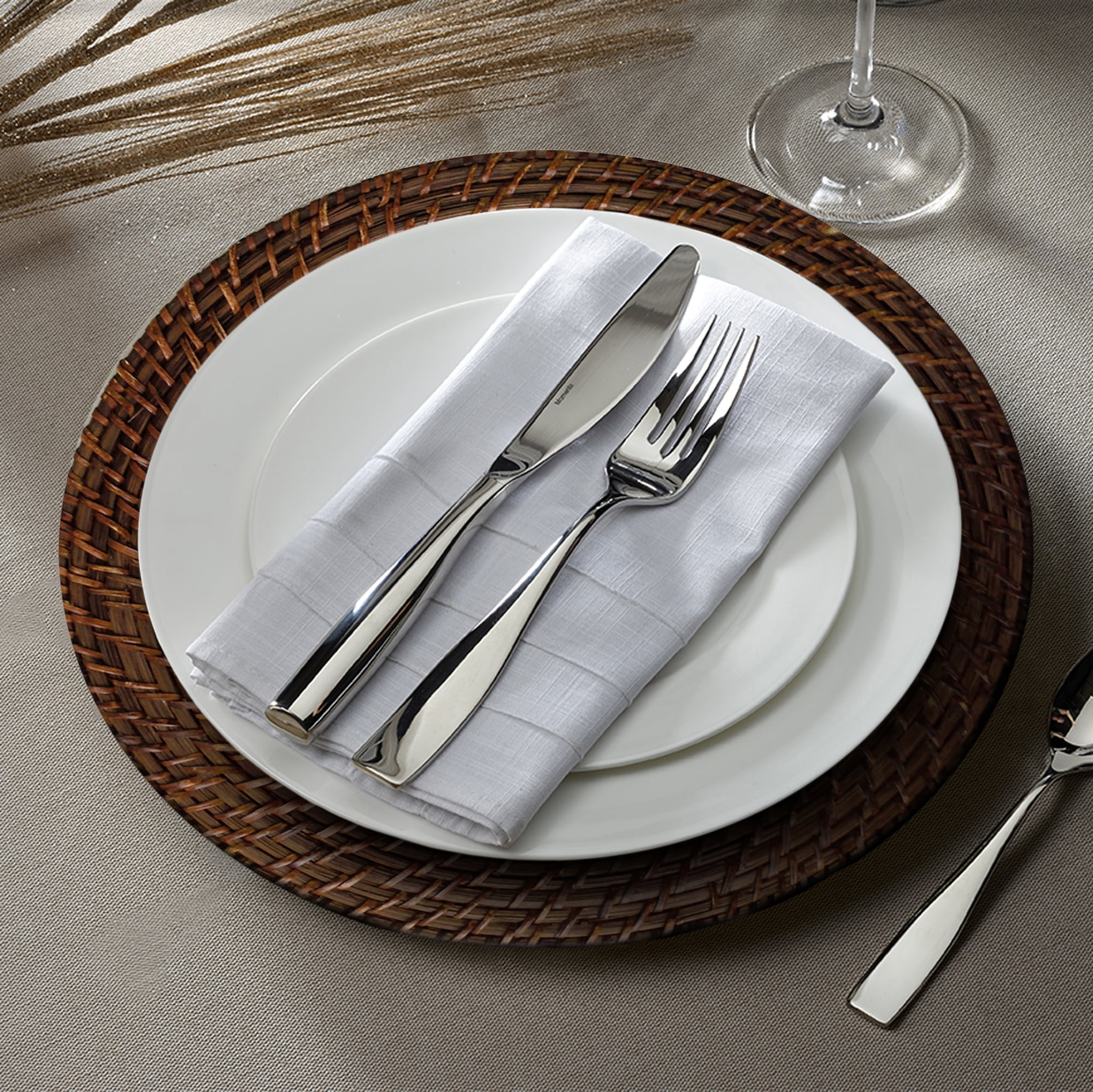 Better Homes & Gardens Dark Brown Round Rattan Chargers Set of 4