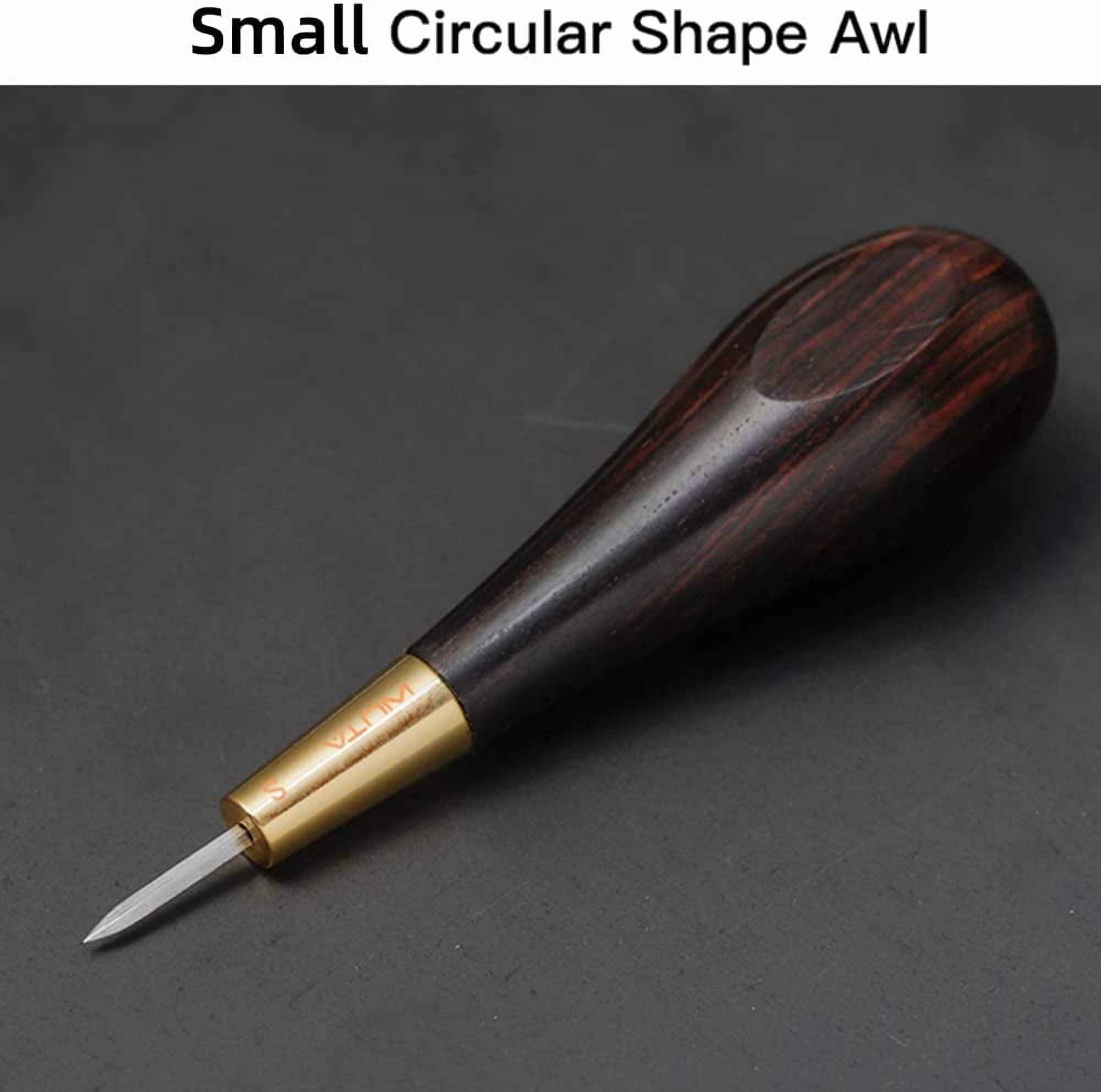 ABPETE  Stitching Awl Diamond Shape Awl Ebony Blackwood Handle Leather Craft Sewing Awl Kits Handmade Sewing Tools DIY Stitcher Taper(One Set)